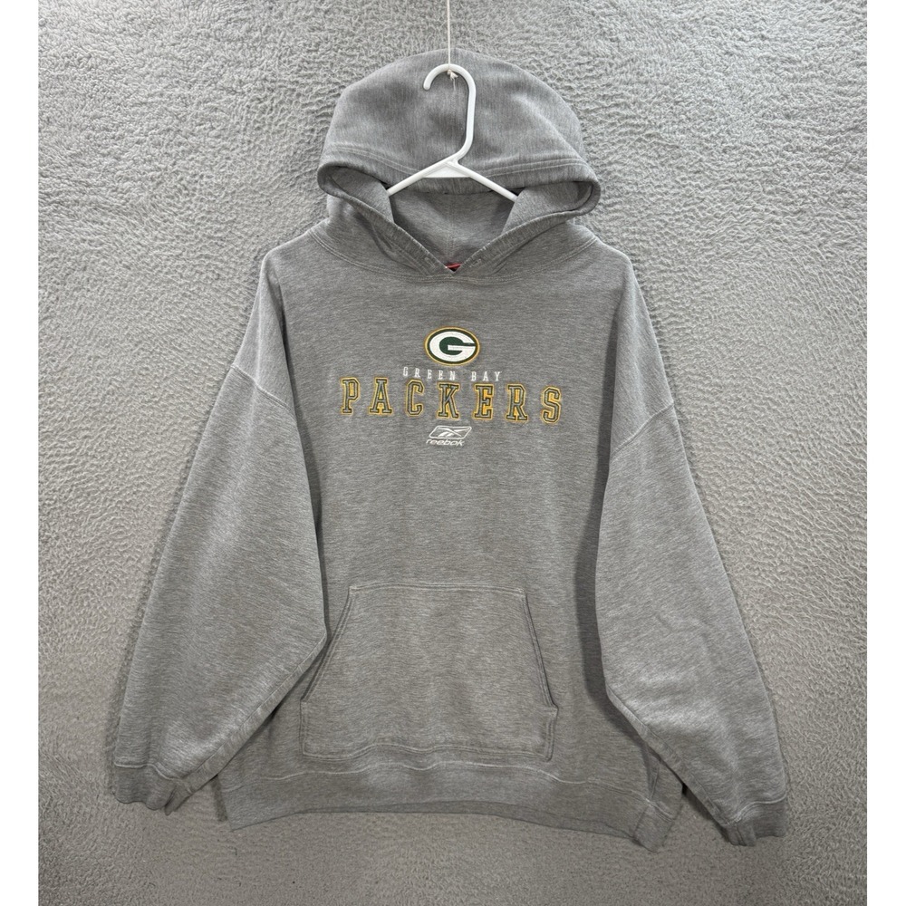 Vintage Green Bay Packers Sweatshirt Adult XL Gray Hoodie Embroidered Y2K NFL